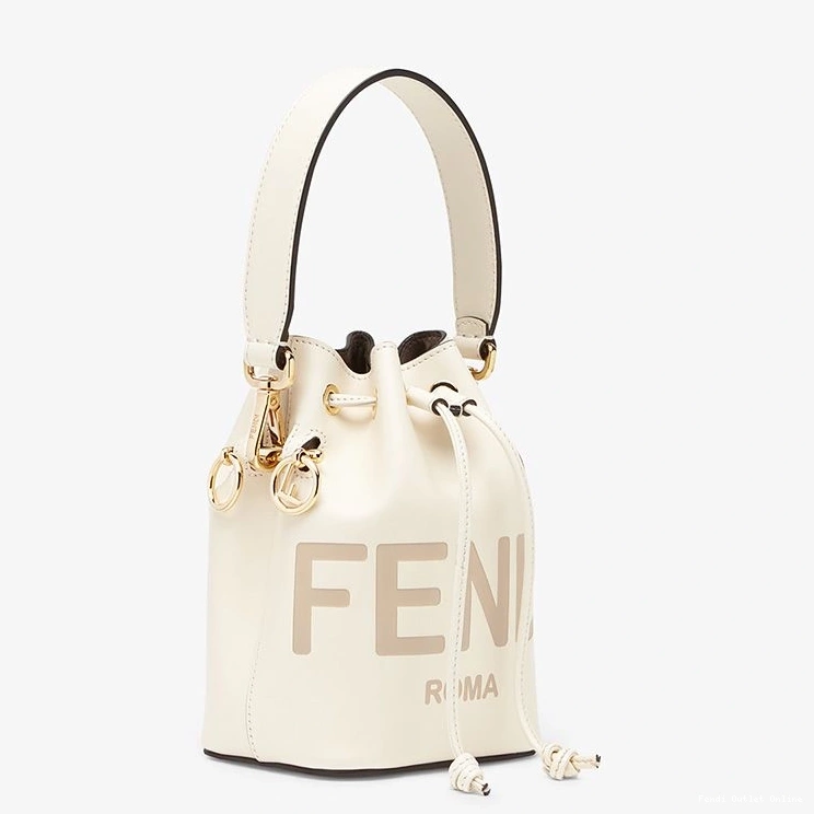 Affordable Bucket Logo In Leather Tresor Mon Bag White ROMA Calf Fendi Mini 0813